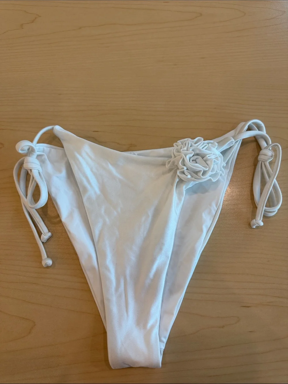 LSPACE Lennox Bikini Bottom Classic Size L White Flower Adjustable Beach Swim